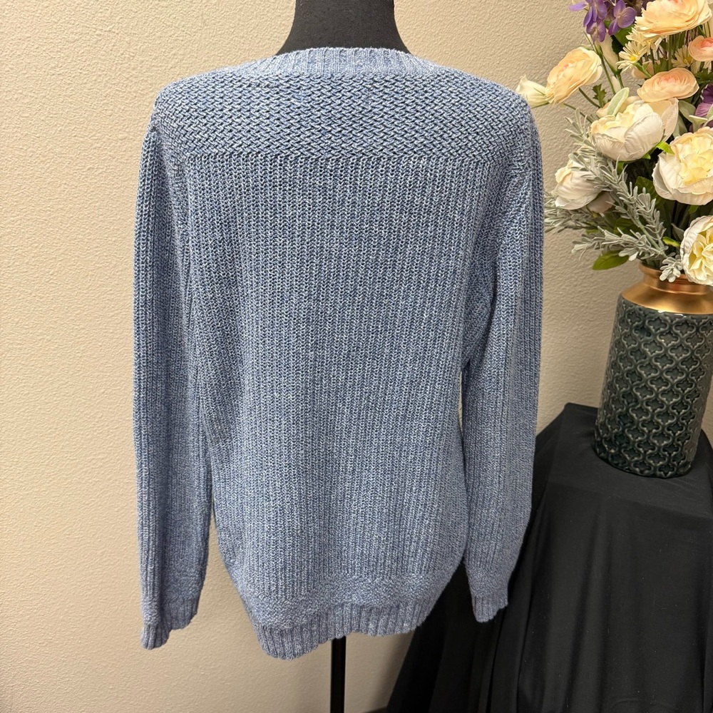 Natural Reflections Blue Knit Button Henley Sweater L Soft Cozy Winter Top - Picture 3 of 8